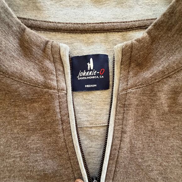 Johnnie-O Long Sleeve Sully Pullover Brown Tan Medium 1/4 Quarter Zip Golf - Picture 2 of 8